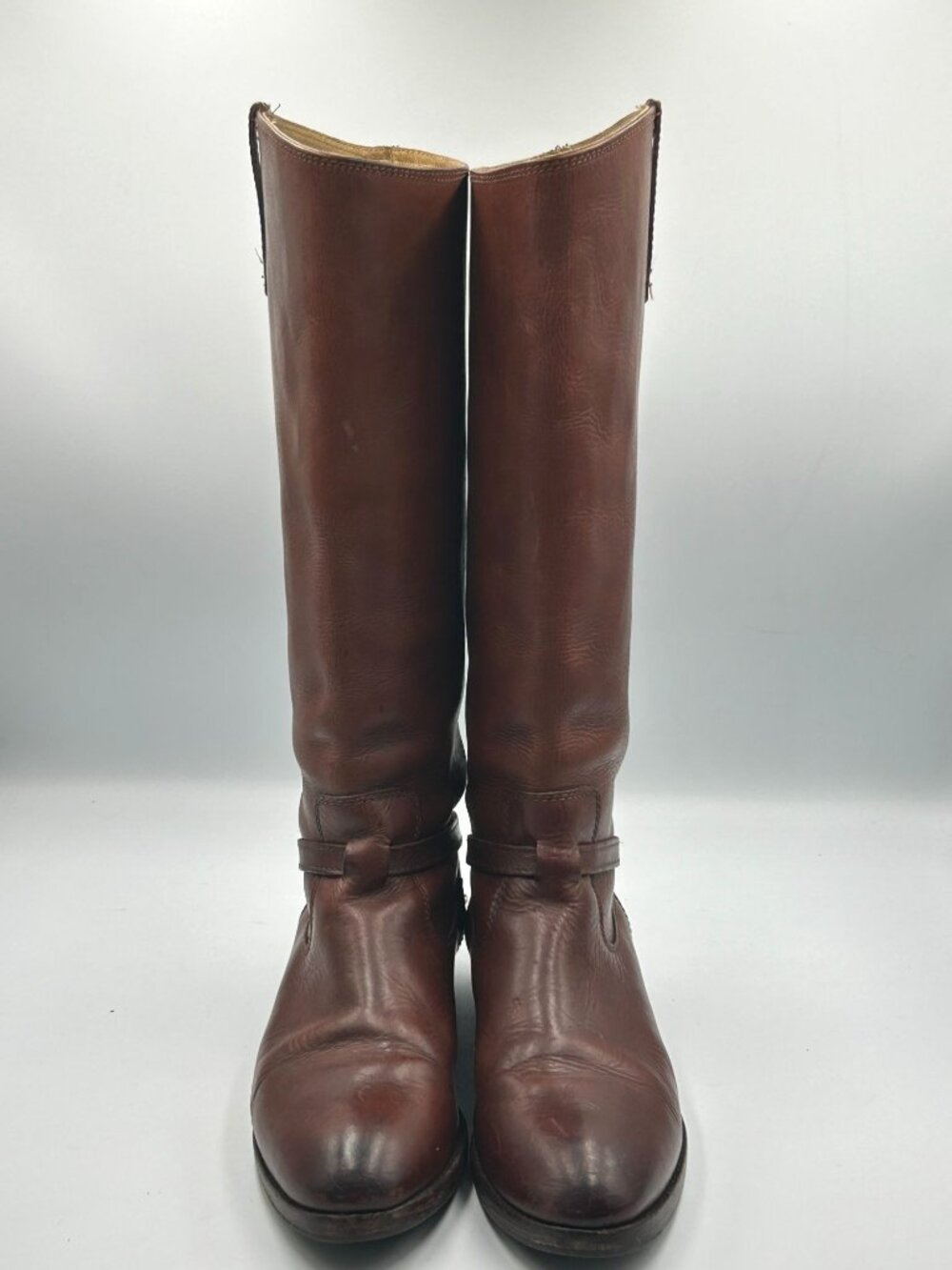Frye Women's Brown Leather Lindsay Plate Knee-High Riding Boots Size 7.5 3282 - Picture 10 of 16